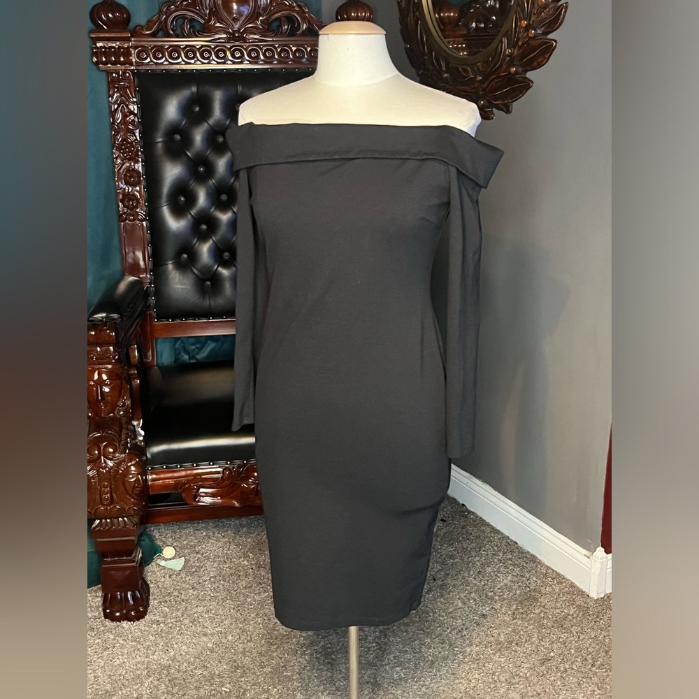 Black off shoulder cocktail dress